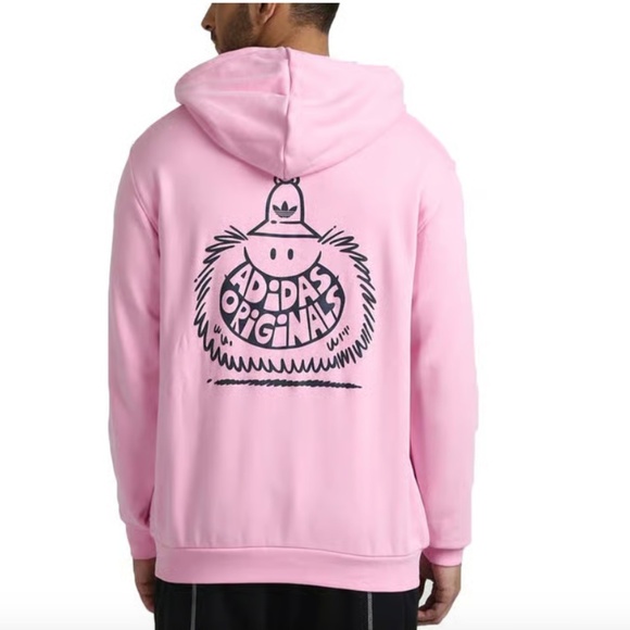 Men's Adidas Originals Pink Logo Loose Fit Hoodie - Size XL - Picture 14 of 16